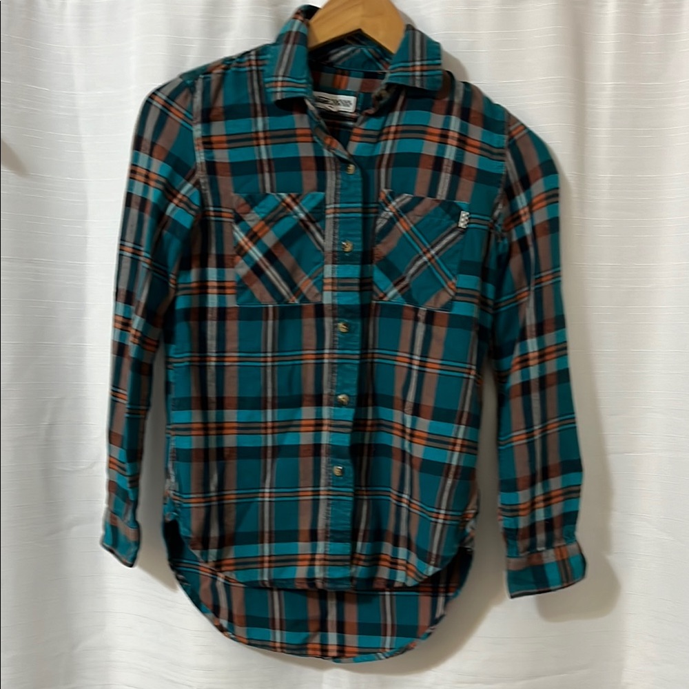 Vans Brown and Green Casual Button Down Shirt Relaxed Fit